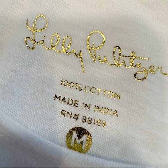 Lilly Pulitzer LOT OF 2 Tops Sleeveless 1- White 1- Blue Fringe Trim Sz M - Picture 6 of 16